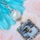Wedding bouquet charm. Blue, pink, white or gold pearl photo charm.