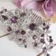 Bridal Purple Swarovski Crystal Wedding Comb,Wedding Hair Accessories,Vintage Style Purple Leaf Rhinestone Bridal Hair Comb,Purple,RACHEL