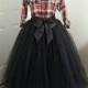 Custom Made Adult black Tutu Style Skirt Floor Length for bridesmaid dress, prom, party, portraits-4 inches satin sash is included-Any color