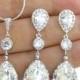 Swarovski Crystal Clear White Teardrop Earrings & Necklace Set Wedding Jewelry Bridesmaid Gift Bridal Earrings Bridesmaid Earrings (NE032)