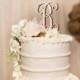Wooden Initial Cake Topper - Unpainted Vine Script Initial Cake Topper - Wedding Cake Topper