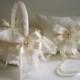 2 PC-Flower Girl Basket & Ring Pillow Handmade Wedding SWEET HEART Choose White or Ivory