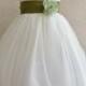 Flower Girl Dresses - IVORY with Green Olive (FD0RBP) - Wedding Easter Junior Bridesmaid - For Baby Infant Children Toddler Kids Teen Girls