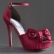 Wedding Shoes - 4" Heel Bridal Shoes - Peep Toe Heels- Apple Red , Custom Color Shoes