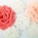 6 Giant Paper Flowers/Giant Paper Roses/Wedding Decoration/Arch Flowers/ Table Flower Decoration/ Coral Peach White Roses