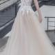 JOL275 sweetheart neck white lace bodice nude tulle wedding dress