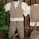 Boys linen suit. Rustic ring bearer outfit. Toddler boy formal wear. Unbleached linen boys wedding outfit. First birthday linen suit