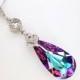 Vitrail Light Swarovski Crystal Teardrop Necklace Purple Necklace Purple Pink Bridesmaid Gift Wedding Jewerly Bridal Jewelry (N025)