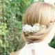 SALE - White flower comb, White floral hair comb, Bridal hair, Wedding hair, Floral headpiece, Whimsical hair comb, Floral bridal accessory
