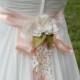 Bridal Sash-Wedding Sash With Crystal Lace Cascade, Side Or Back Positioning, Wedding Dress Sash, Bridal Belt, Color Choices