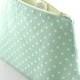 Pastel Seafoam Green Polka Dot Cosmetic Bag: Wedding Bridesmaid Gift, Baby Shower Favor