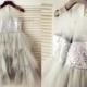 Silver Sequin Gray Tulle Flower girl Dress Sheer Illusion Neckline Junior Bridesmaid Dress Toddler Kids Dress for Wedding