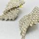 Vintage Rhinestone Earrings, Clear Crystal Earrings, Silver Wing Post Earrings, 1970s Retro Costume Jewelry, Wedding Bridal Jewelry