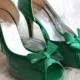 Custom Made Emerald Green Wedding Shoes, Green Wedding Shoes, Green Wedding, Bridal Shoes,3.5 Inch Wedding Heels, Emerald Green Satin Heel