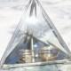 3" Pyramid Box, Triangular Pyramid Box with Cut Bevel Glass and Mirror, Ring Bearer Box, Crystal Display.
