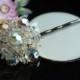 Aurora - sparkly vintage crystal beaded hair pin - retro bridal -  repurposed jewelry OOAK