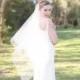 Wedding veil, square cut veil in ivory, cut edge, fingertip length, bridal illusion tulle