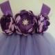 Ready to ship baby to toddler 2T girl lavender purple tutu dress satin jewel flowers matching headband wedding birthday pageant flower girl