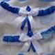 White Organza Ribbon Wedding Garter Set Made With Dodgers Fabric