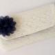 Lace Clutch - wedding / bridal / navy / lace / ivory