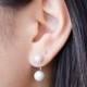 Double Pearl Ear Jacket, Sterling Silver, Shell Pearl Stud Earrings, Wedding Jacket Earrings, Modern Edgy Jewelry, Gift, EJ004DP
