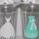 Bridesmaid Gift  Tumblers SIX Wedding set of 6  Flower Girl Ring Bearer- Any Color Any Design Custom
