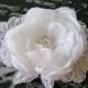 Bridal Hair clip, facinator fabric flower wedding hair accessory in white