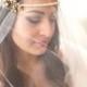Bridal headpiece, Bridal halo, Wedding forehead band, Bridal headband, Antique brass headpiece, Swarovski crystal
