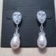 Swarovski Crystal Pink  Pearl Drop Earings/ Bridal Jewelry/ Bridesmaid Jewelry/ Pearl Earings/ Custom Earings