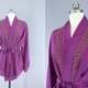 SALE - Silk Kimono Cardigan / Kimono Jacket / Vintage Indian Sari / Short Robe Dressing Gown Wedding / Boho Bohemian / Purple Paisley Embroi