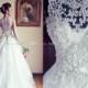2014 A Line Wedding Dress with Sheer Straps Buttons Back Bridal Gown Embroidery Ball Gown Wedding Dresses Vestido Noiva BO3039, $119.91 