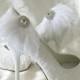 Bridal Feathered Feather Shoe Clips Rhinestone Accents White  Set of 2