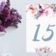 Instant Download - Floral Watercolor Table Number 1-20 - DIY Printable Table Numbers