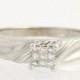 Illusion Solitaire Diamond Engagement Ring - 14k White Gold Genuine .25ctw L951