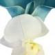 Calla lily Orchid boutonniere-Real touch Turquoise Calla lily with Orchid