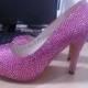 hot pink Wedding Shoes sparkle bridal shoes heels open toe prom shoes bridal heels wedding shoes heels custom crystals color shoes heels