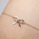 Tiny Bow Bracelet, Chain, Sterling Silver - For Her, Mother gift, Anniversary, Wedding Bridesmaid Gift, Dainty Delicate Jewelry