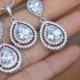 Zirconia necklace and earring set bridal jewelry set wedding jewelry set bridesmaid set