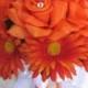 Free Shipping 10 pcs Wedding Bouquet Bridal Silk flower Decoration Package ORANGE DAISY WHITE centerpieces "Roses and Dreams"