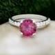 Pink Tourmaline, Solid White Gold Engagement Ring (Free Shipping)