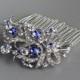 Blue Crystal Bridal Comb, Crystal Bridal Hair Comb, Sapphire Blue Hair Clip, Customized Wedding Comb, Deco Crystal Hair Piece, BOUQUET CR
