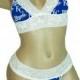 Sexy Kansas City Royals Lingerie White Lace Cami Bralette Top and Matching G-String Panty Thong CUSTOM Sizing