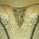 Antique Bridal Bustier Wedding Corset Cream Embellished with Metallic Applique and Rhinestone Trim Silk with Beaded Florals