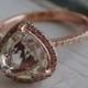 2.2ct Heart Champagne Sapphire 14k Rose Gold Pear Diamond Ring Engagement Ring