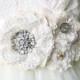 Vintage Rhinestone Wedding Sash - Ivory White Floral Bridal Belt