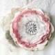 Floral Wedding Gown Sash with Vintage Rhinestone Brooch - Pink, Ivory