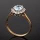 Blue Topaz Diamond Ring - Vintage Engagement Ring, Size 8