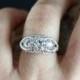 FB Forever Brilliant Moissanite 3 Stone Antique filigree Engagement Ring 14k 18k White Yellow Rose Gold-Platinum-Custom-Wedding-Anniversary