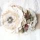 Vintage Style Wedding Dress Sash - Ivory, Cream and Burgundy Flowers