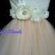 Ivory & Chanpagne Flower girl dress/ Junior bridesmaids dress/ Flower girl pixie tutu dress/ Rhinestone tulle dress